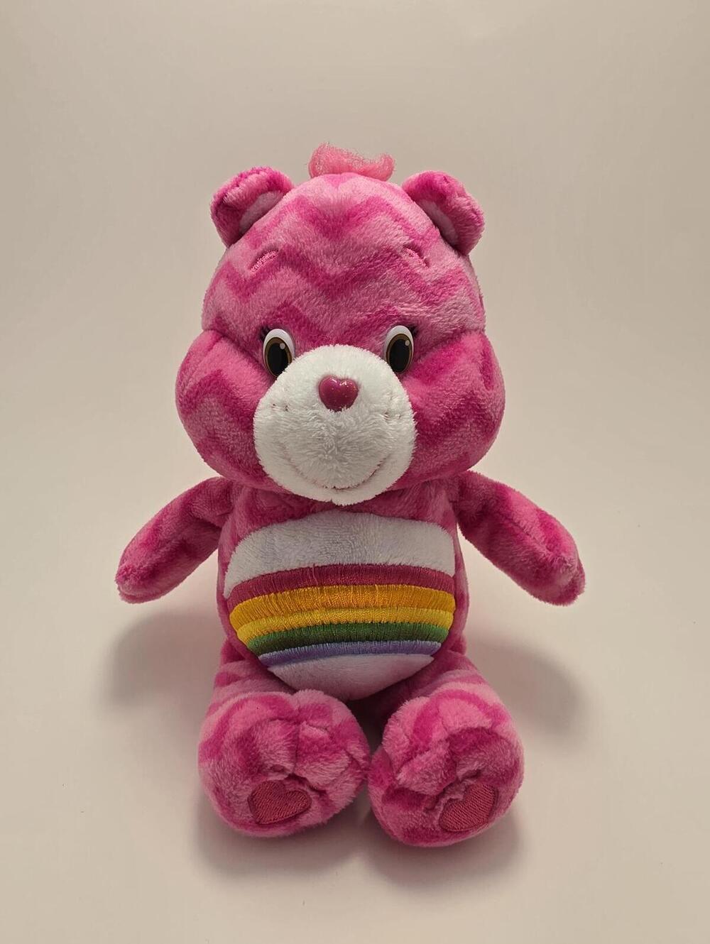 Care Bears Cheer Bear Plush Pink Stripes Rainbow Stuffed Animal (8 inch)